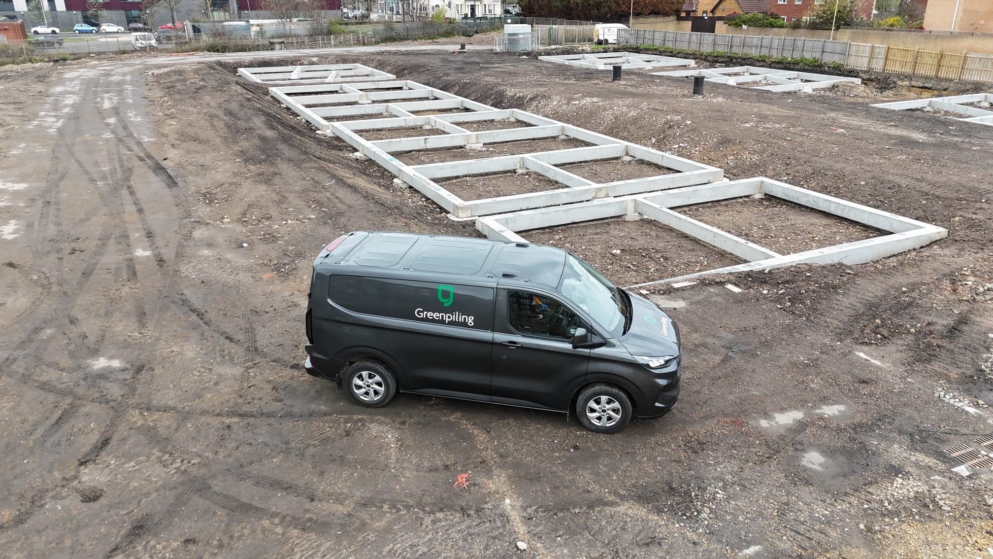Green Piling G-sPan ground beams and van